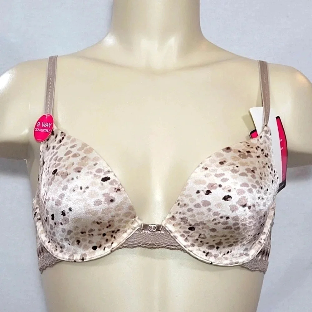 34B Lily of France 2177101 Your Perfect T-shirt UW Bra With Lace Sahara Sand NWT